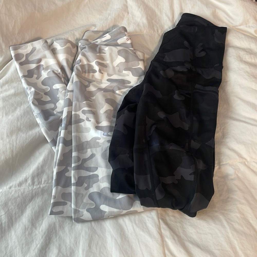Set of white and black, camo leggings